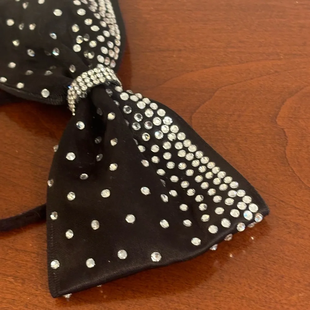 Black Cheer Bow with Rhinestones